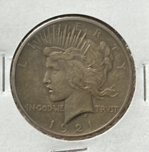 1921 P Peace Dollar $1 US Mint Rare Key Date Silver Coin High Relief, Uncleaned - Picture 1 of 4