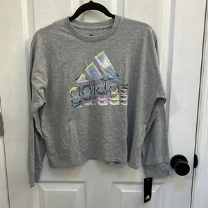 NWT Adidas Girls Youth Long Sleeve T-Shirt Grey Heather Size XL - Picture 1 of 17