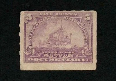 US Revenue 1898 R167 Battleship Documentary Tax Stamp 5c MNG F - Image 1 of 2