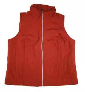 New CJ Banks Vest Womens 2X (20/22) Quilted Full Zip Mock Neck Burnt Orange/Rust - Picture 1 of 6