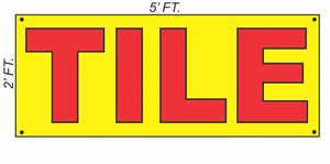 Giant TILE Banner Sign 2x5 Yellow & Red Bright High Visibility!  - Picture 1 of 2