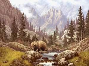 Grizzly Bear Montana Fishing Mousepad Computer Mouse Pad 7 x 9 - Picture 1 of 2