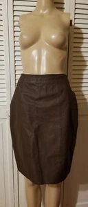 Vintage Santa Fe Size 10 Genuine Leather Pencil Skirt Brown Lined - Picture 1 of 12