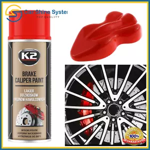 Brake Caliper RED High Gloss Heat 260°C Resistant Paint Spray 400ml 2x K2 - Picture 1 of 2