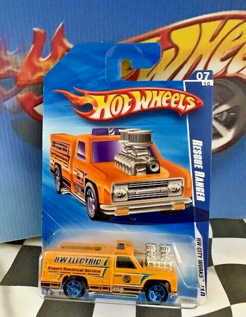 Hot Wheels 2010 HW City Works 7/10 123 Rescue Ranger Yellow 5sp_Blue - Image 1 of 1