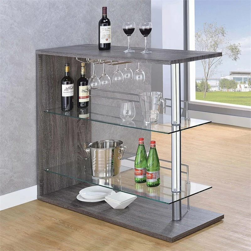 Coaster Bar Table 25 LB Weight Capacity Stemware Holder Weathered Grey