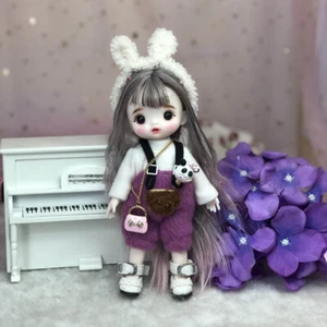 1/8 BJD Puppe 16 cm Mini Mädchen Puppe Komplettset Outfits Gelenk bewegliche Perücken Weihnachtsgeschenk - Bild 1 von 4