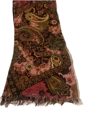 "Bufanda vintage Nordstrom lana cachemira marrón rosa tonos terrosos 68"" x 10""" Foto 1 de 4