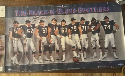 亲笔签名 ü 芝加哥熊队 Black-N-Blues Brother 足球 NFL 海报 1985 1986 — 第 1/4 张图片