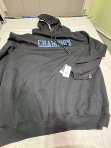 Champion Midweight Sweatshirt Jersey Hoodie Men's Script Logo Size 3XLT Black - Picture 1 of 13