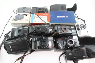 Assorted Vintage Point & Shoot 35mm Compact Film Cameras Job Lot w/ Some Cases - Image 1 of 4
