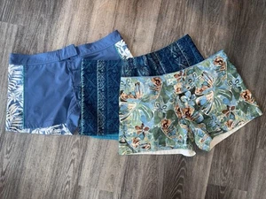 Crazy Shirt Women Size 10 Reversible Board Swim Shorts Lot Of 3 Hawaiian Print - Picture 1 of 12