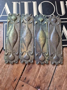 Antique Old Vintage arts and crafts art nouveau finger push door plate - Picture 1 of 6
