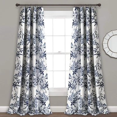 Botanical Garden Curtains Floral Bird Print Light Filtering Window Panel Drap... - Image 1 of 4