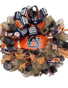 24"-26" Indoor/Outdoor Auburn War eagle / Tigers Deco Wreath - Picture 1 of 6