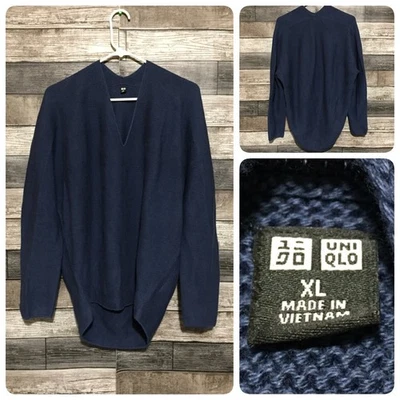 Uniqlo Sweater Women’s XL Blue Pullover V-Neck Cotton - Image 1 of 4