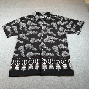 Vintage 90’s Utility Short Sleeve Shirt Mens M Chinese Dragon Button Up Club - Picture 1 of 7