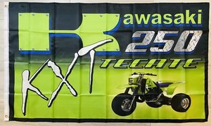 KAWASAKI TECATE KTX 250 VINTAGE 3x5ft FLAG BANNER DRAPEAU MAN CAVE GARAGE - Picture 1 of 1