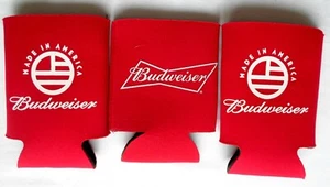 3 ENVOLTURAS DE LATAS DE CERVEZA BUDWEISER KOOZIE Enfriador HECHO EN AMÉRICA 12 oz Aislado NUEVO - Imagen 1 de 1