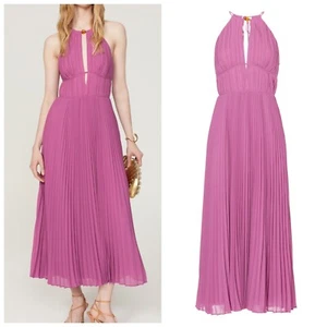 Simkhai Carli Plisse Halter Midi Dress Halter Opera Pink - Size 2 - Picture 1 of 10