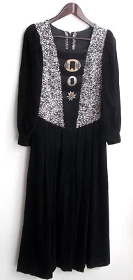 Damen Trachten Kleid grau meliert, Rock u. Ärmel schwarz Gr. 40 v. Hasegg - Bild 1 von 2