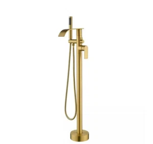 Freestanding Tub Faucet Floor Mount Bathtub Filler in Brushed Gold SS-0264-BG - Picture 1 of 2
