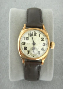 Elgin 1929 10k GF Grade 462 3/0s 7 Jewels Cushion Wrist Watch Leather Band RUNS - Picture 1 of 14