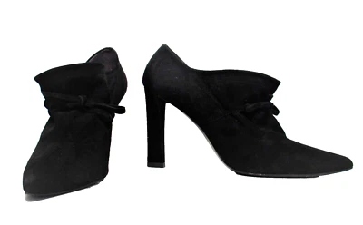 Stuart Weitzman Booties Shoes Heels 9 1/2M Women Black Suede 4" High Heel - Image 1 of 4