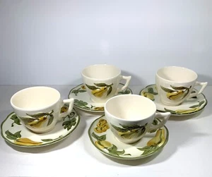 Set of 4 Vtg Stangl Pottery Sculptured Fruit Cups and Saucers Tea Coffee - Lot A - Picture 1 of 6