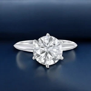 Lab Grown 2 Ct Round Cut Diamond Engagement Ring Solid 950 Platinum IGI - Picture 1 of 9
