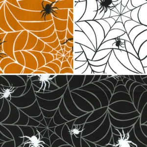 Polycotton Fabric Spider Webs Spiders Halloween Creepy Insect Animals - Picture 1 of 4
