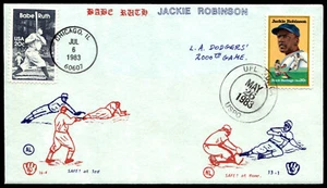 1983 Babe Ruth FDC Robinson Dodgers 2000th Game! EC Orginal Cachet-Multi Stamp - Picture 1 of 2
