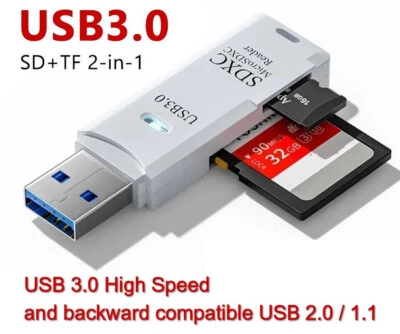 Lecteur adaptateur USB 3.0 de carte SD TF card + Micro SD reader adapter key - Immagine 1 di 4