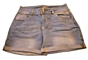 BLUE SAVVY WOMENS DENIM STRETC HIGH RISE SHORTS-SIZE 22 - READ for MEASUREMENTS - Picture 1 of 10