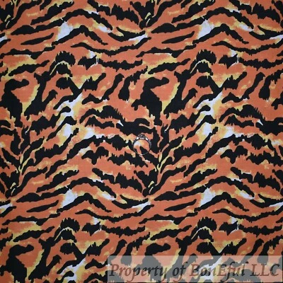BonEful FABRIC FQ Cotton Quilt Orange Black White Tiger Skin Print Animal Stripe - Image 1 of 4