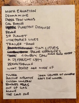 Modest Mouse Handwritten Setlist May 2000 NYC (band rider on back, see pics) - Image 1 of 3