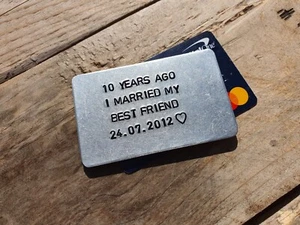 10 YEARS Aluminum 10th wedding anniversary Gift WALLET Card Tin Husband Unique - Picture 1 of 2