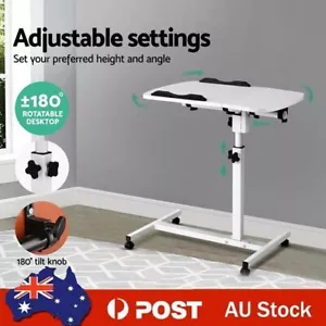Adjustable Mobile Overbed Table Medical Care Overbed Chair For Laptop Work Meal - Picture 1 of 10