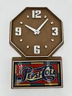 VTG Pepsi Soda Pop Advertising Battery Operated Plastic Wall Clock Stain Glass
