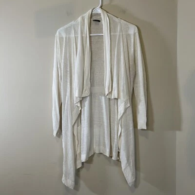 Cárdigan abierto Theory Maritza B sag harbor mezcla de lino blanco drapeado pequeño Foto 1 de 4