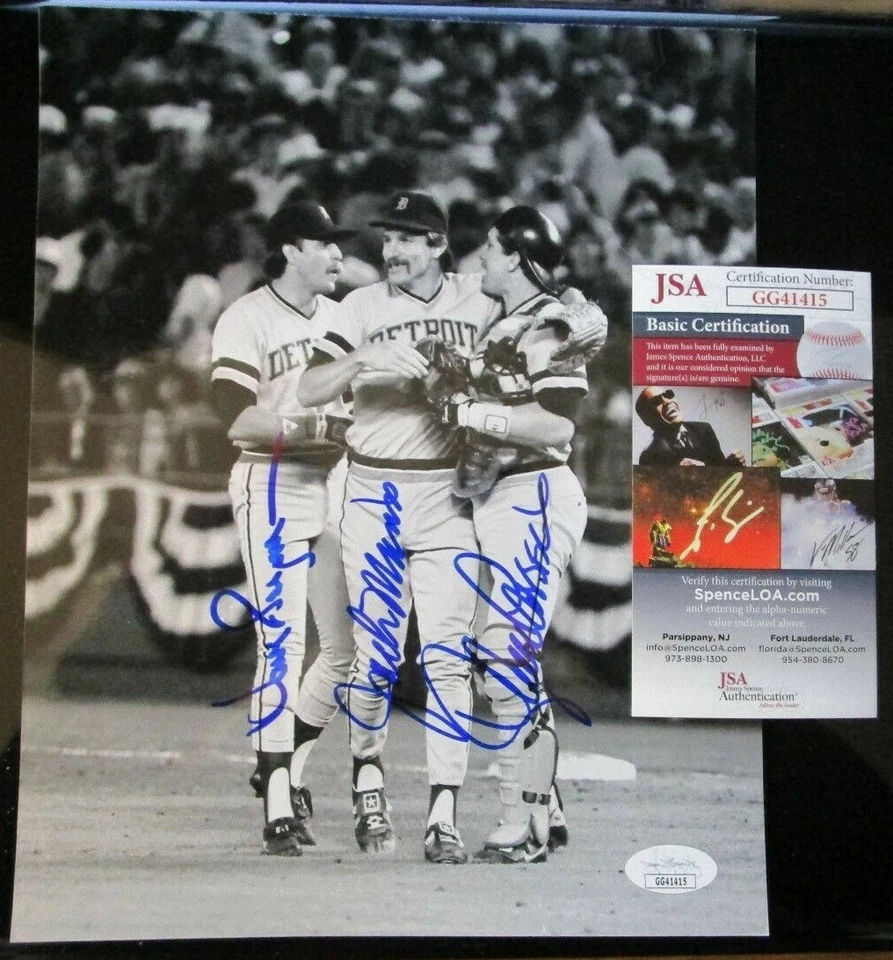 MORRIS BERGMAN PARRISH 1984 DETROIT TIGERS SIGNED 8x10 PHOTO JSA COA GG41415 - Image 1 of 1
