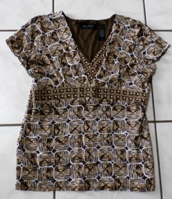 Axcess Brown ruffle Sleeve Babydoll Vtg Y2k Earthy Top Sz L 90s H51 - Изображение 1 из 4