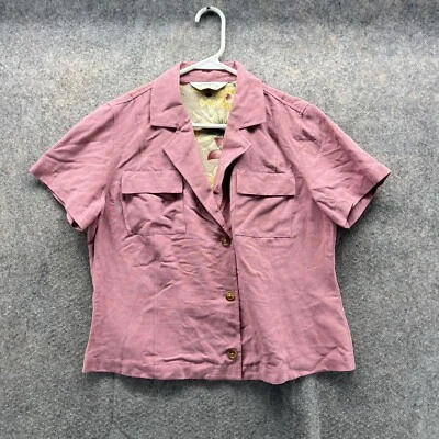 Camisa Orvis Mujer Pequeña Damas Rosa Informal Con Botones Manga Corta Forrada Floral Foto 1 de 4