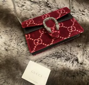 Gucci Super Mini Dionysus Velvet Bag Red NWT - Picture 1 of 7