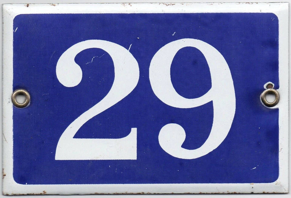 Old blue green French house number 29 door gate wall street sign plate plaque - Image 1 of 1
