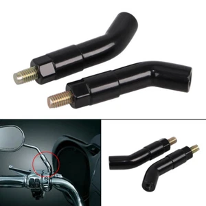 Pair Black Mirror Stem Extenders For Harley Touring Dyna Softail Sportster V-Rod - Picture 1 of 12