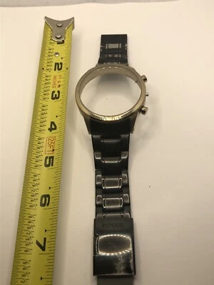 Fossil 手表零件金色表壳 48 毫米水晶扣带 22 毫米链接黑色 GY212 — 第 1/4 张图片