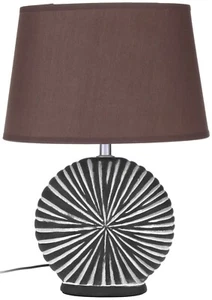 Nachttischlampe Braun 36 cm Tischlampe Keramikfuß Vintage Retro Leuchte - Bild 1 von 7