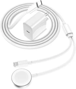 Appl Watch Charger,2023 Upgraded 2 in 1 iPhone and iWatch Wireless Magnetic Fas - Picture 1 of 7