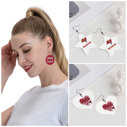 Forever Faithful Tampa Bay Buccaneers Women's Lightweight Leather Earrings PVC Cover